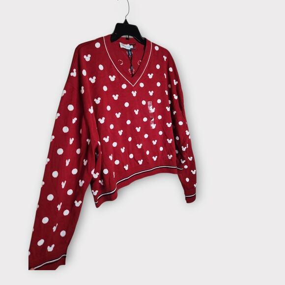 NEW Disney x Tommy Hilfiger Womens Mickey Heart Sweater XXL Red White Pullover - Picture 2 of 10